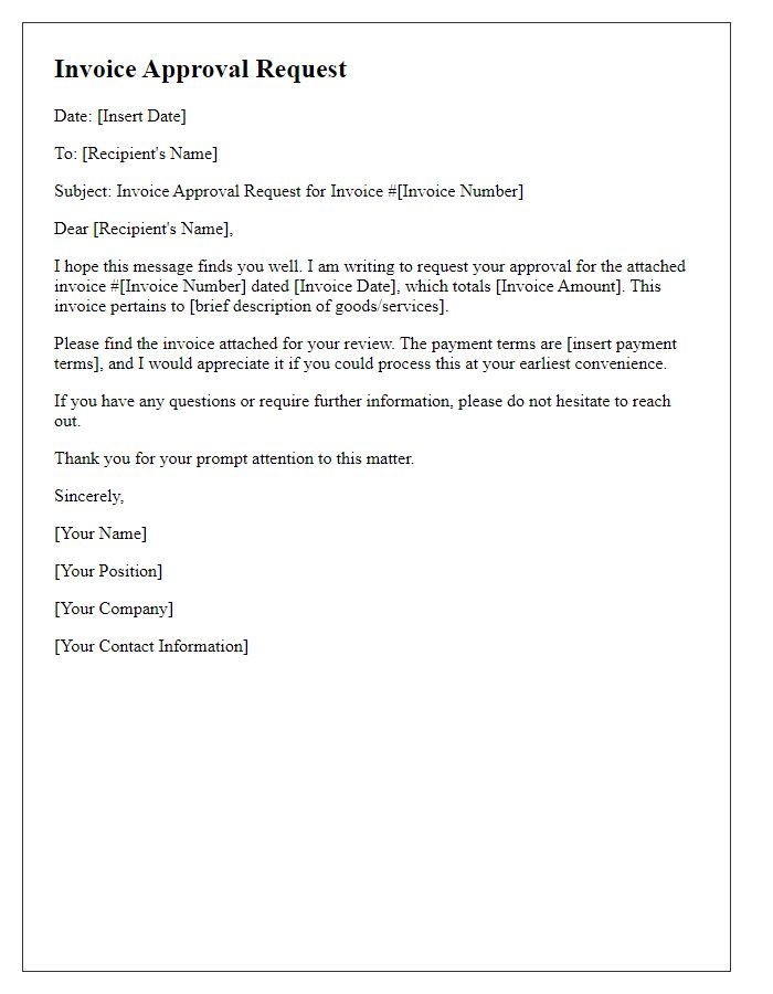 Letter template of invoice approval request