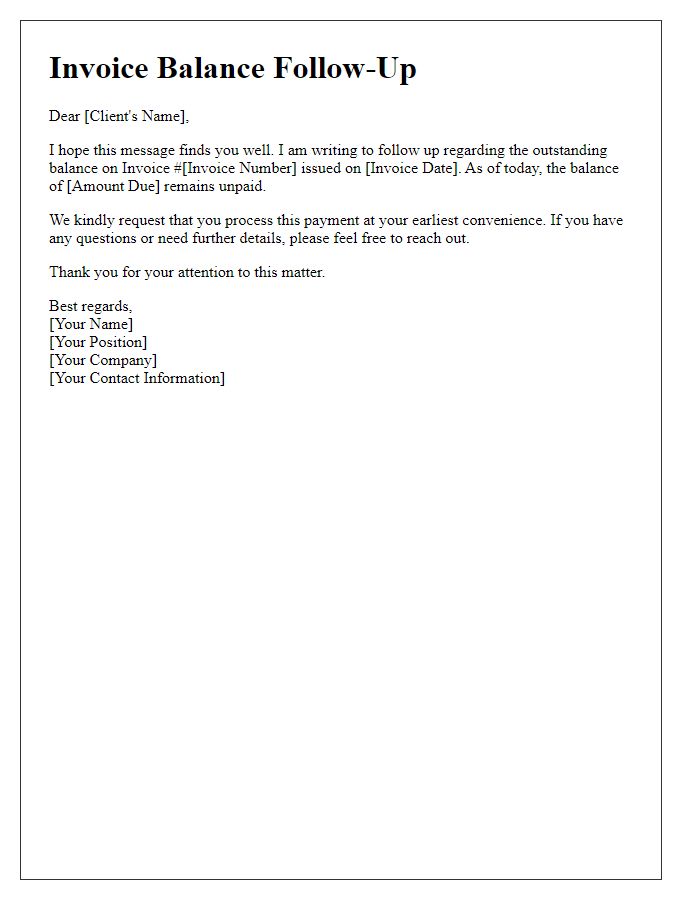 Letter template of invoice balance follow-up