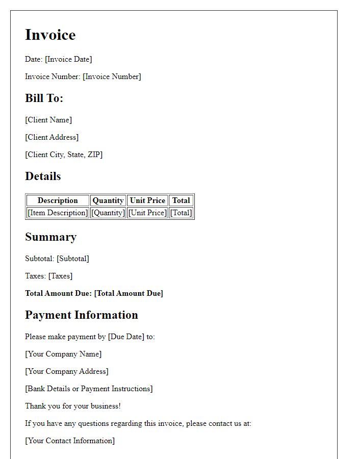 Letter template of enhanced invoicing standards