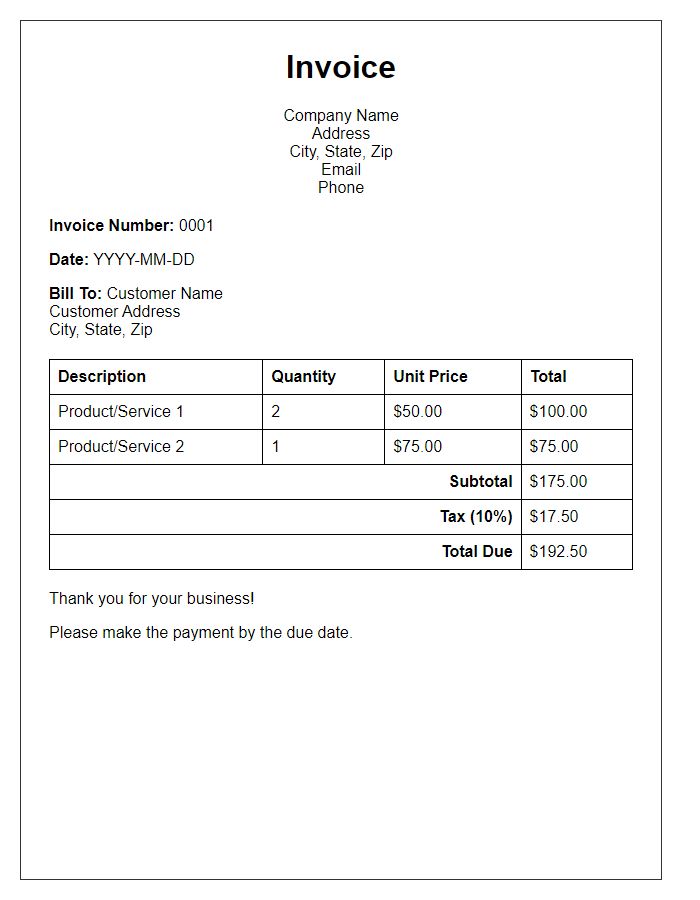 Letter template of invoice format suggestion