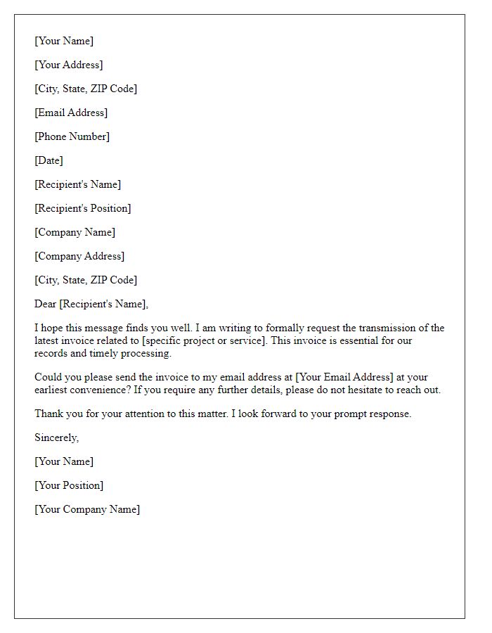 Letter template of invoice transmission request