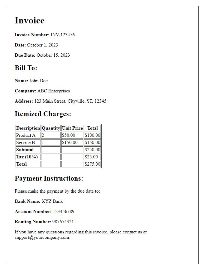 Letter template of integrated invoicing system