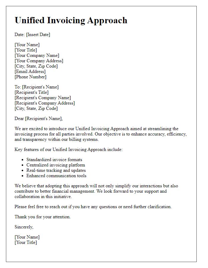 Letter template of unified invoicing approach