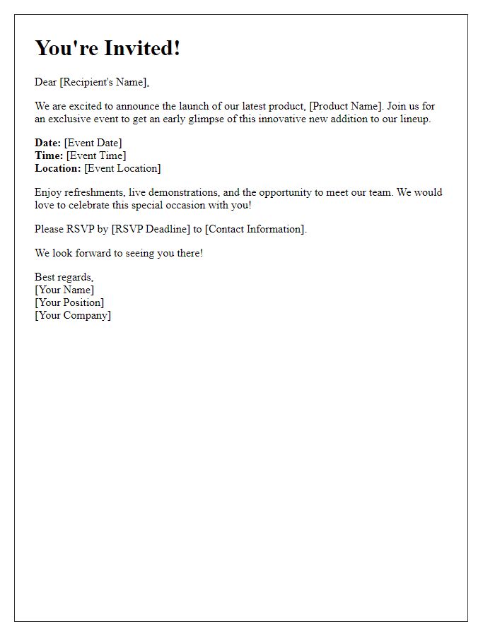 Letter template of product launch invitation