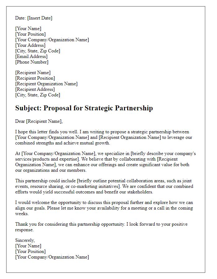 Letter template of partnership proposal for industry associations