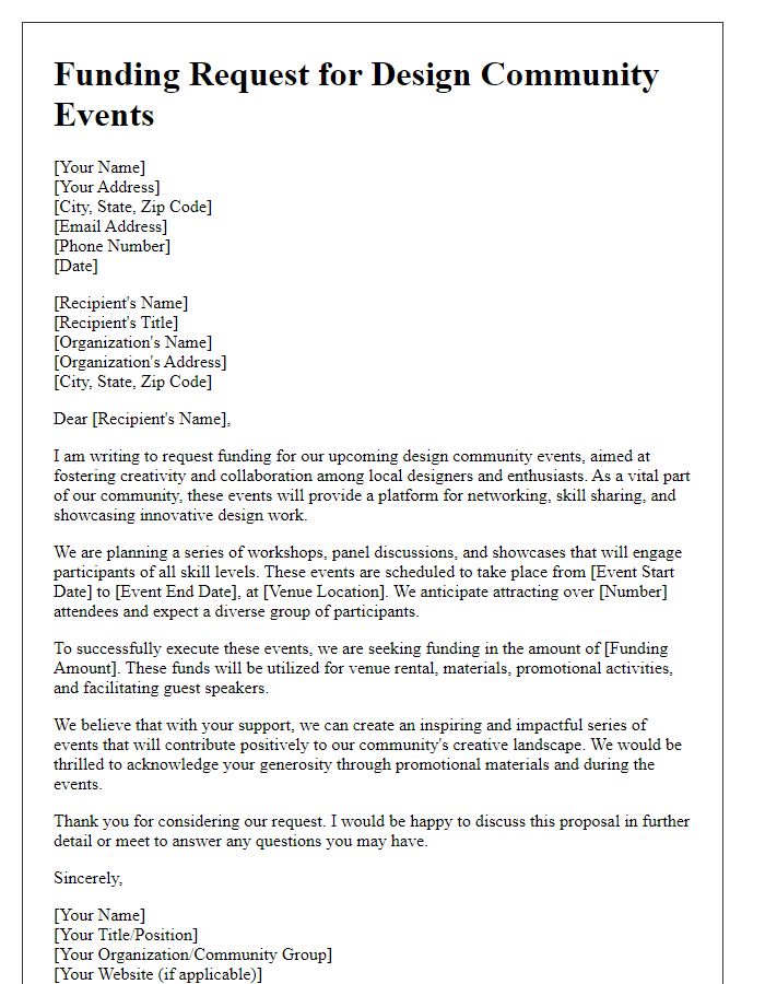 Letter template of funding request for design community events