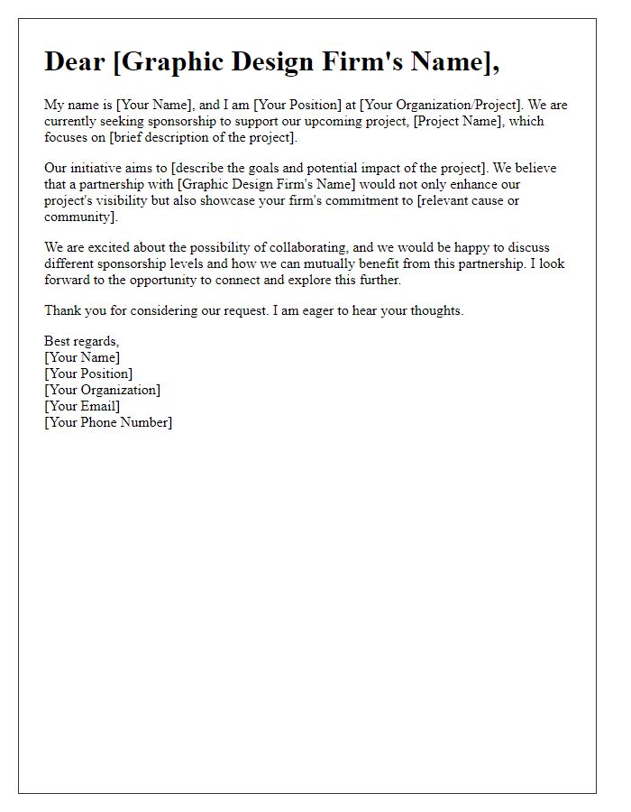 Letter template of sponsorship inquiry for graphic design firms