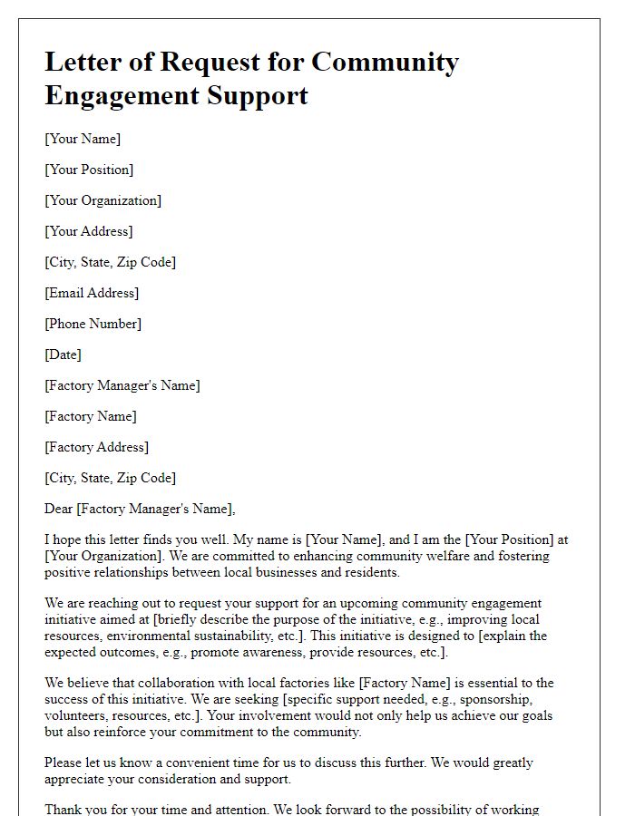 Letter template of request for community engagement support from factories