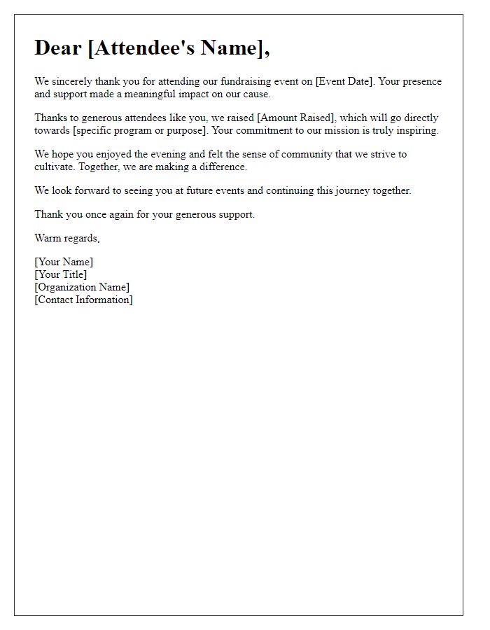 Letter template of sincere thanks to fundraising event attendees