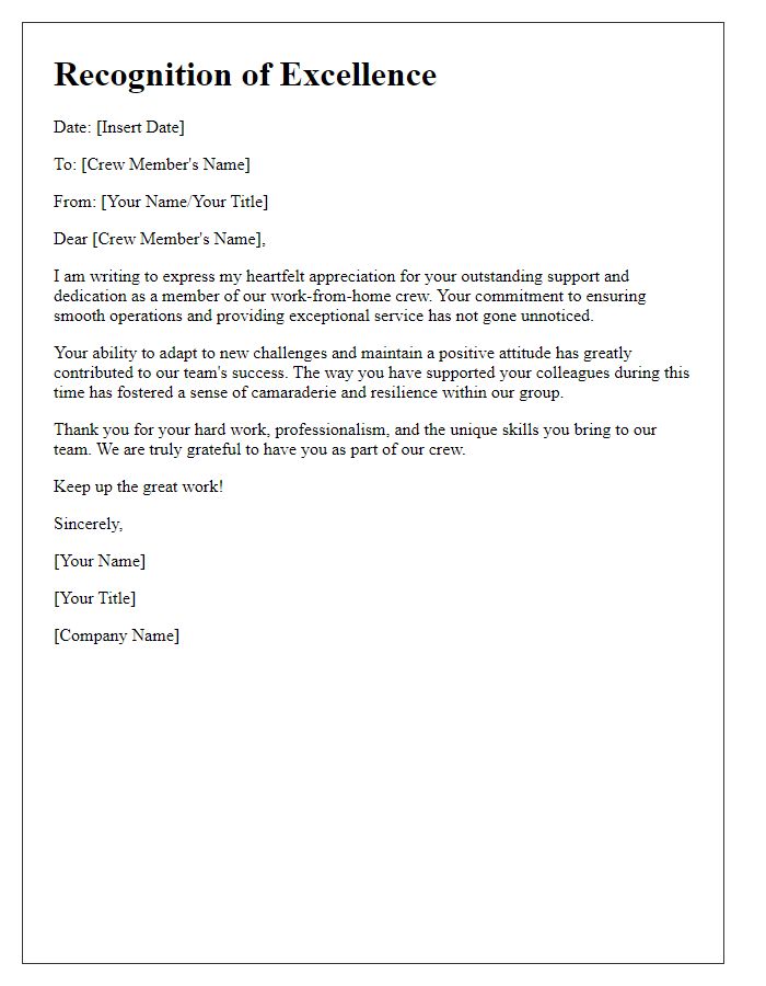 Letter template of recognition for work-from-home support crew.