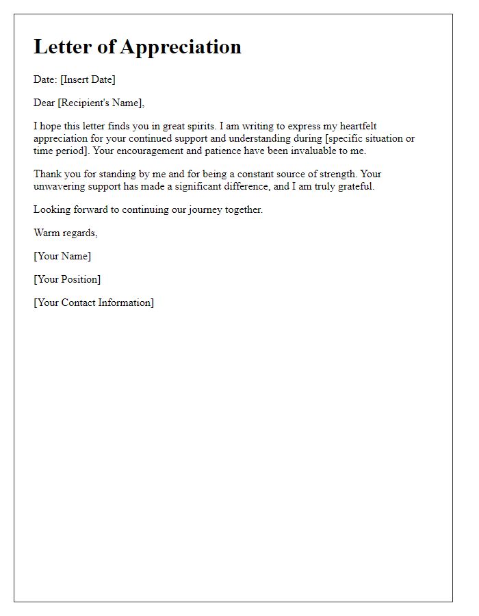 Letter template of appreciation for your continued support and understanding