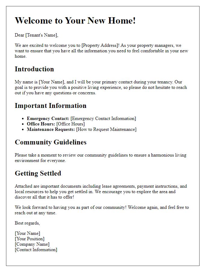 Letter template of tenant introduction packet