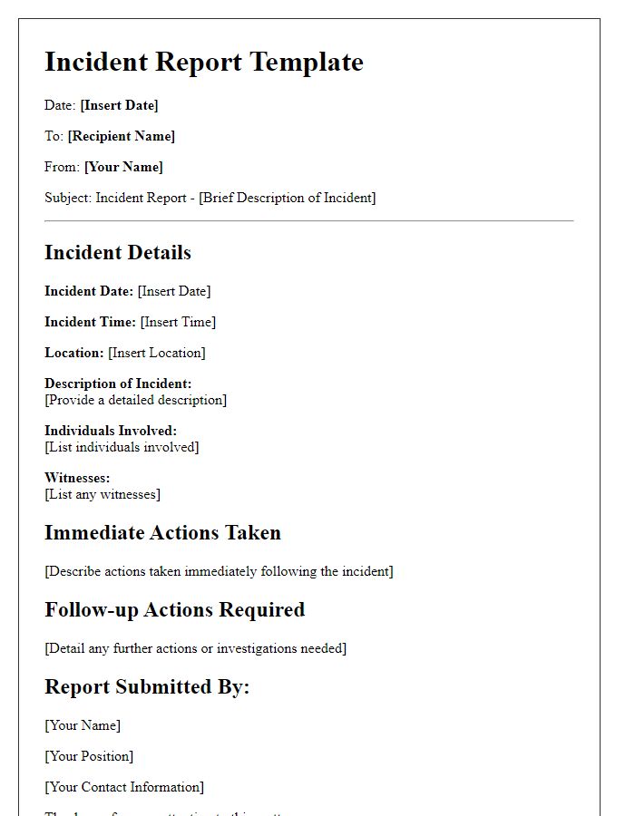 Letter template of prompt utility incident reporting procedures