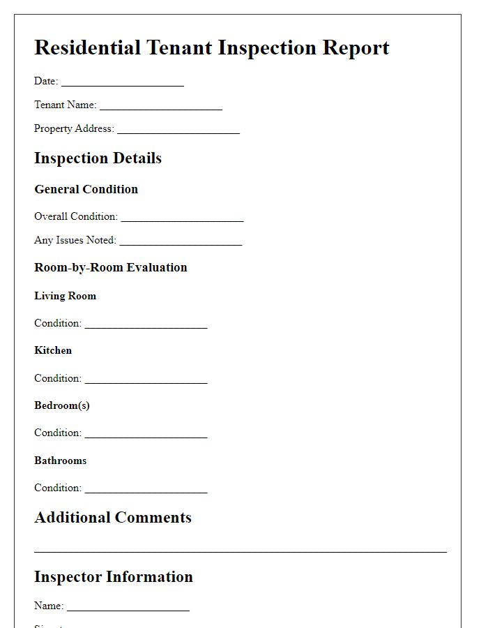 Letter template of residential tenant inspection report