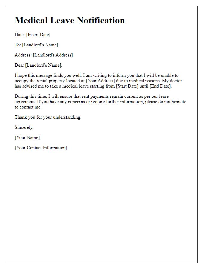 Letter template of tenants medical leave communication