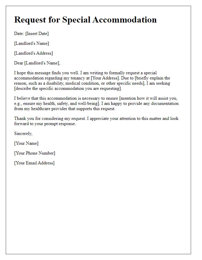 Letter template of tenants special accommodation request