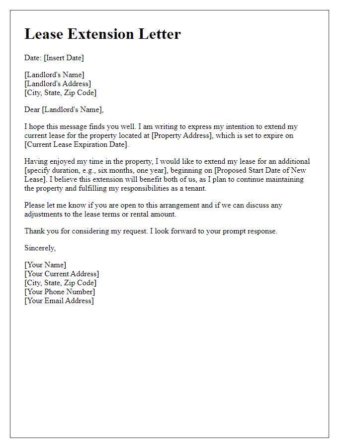 Letter template of intention to extend rental lease