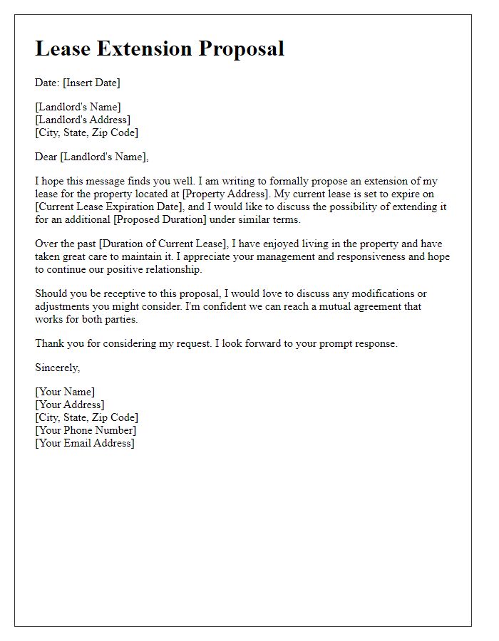 Letter template of lease extension proposal