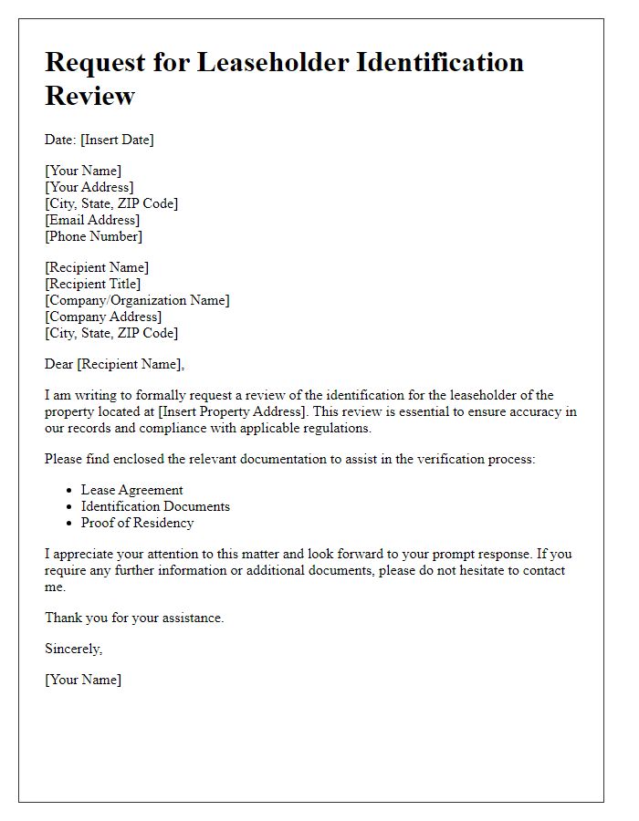 Letter template of Request for Leaseholder Identification Review