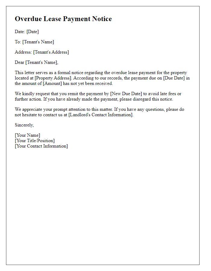 Letter template of overdue lease payment notice