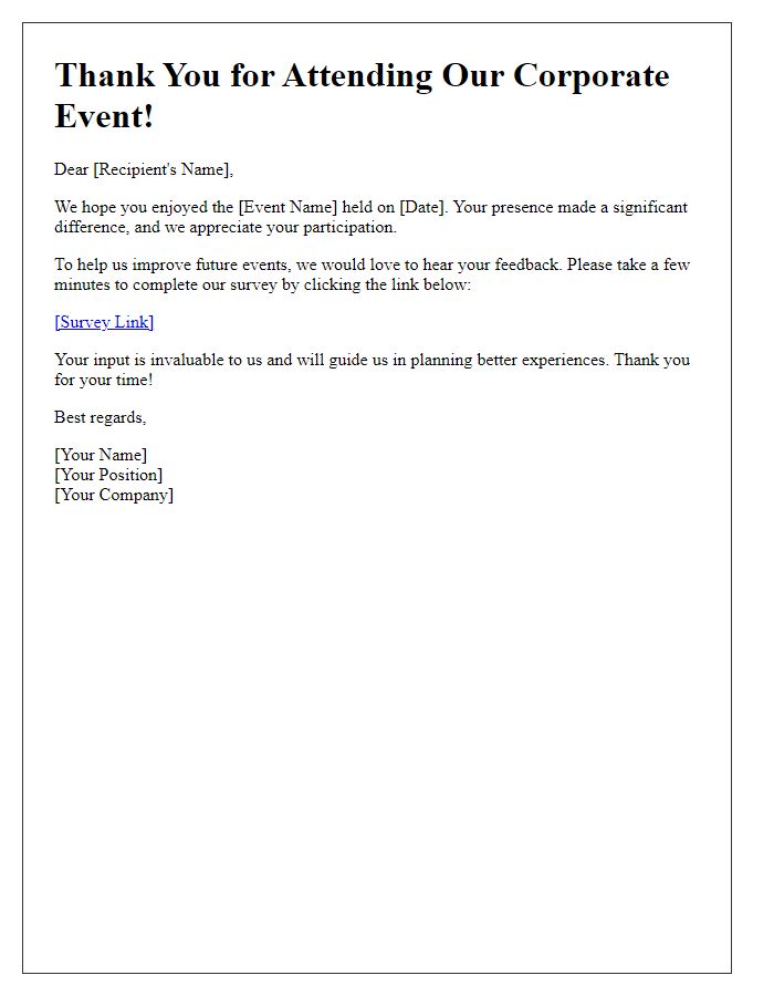 Letter template of corporate event feedback solicitation