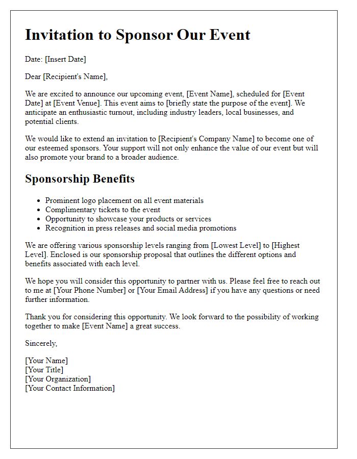 Letter template of corporate sponsorship invitation