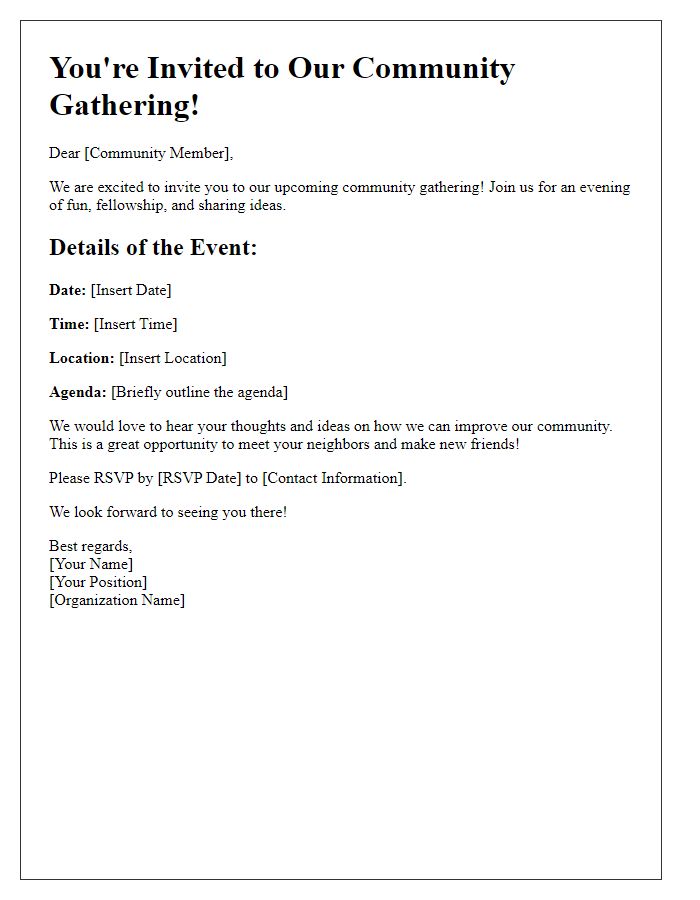 Letter template of community gathering invitation