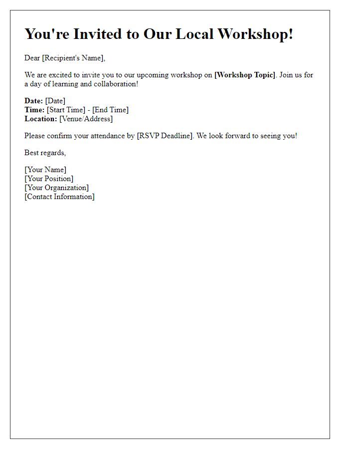 Letter template of local workshop invitation