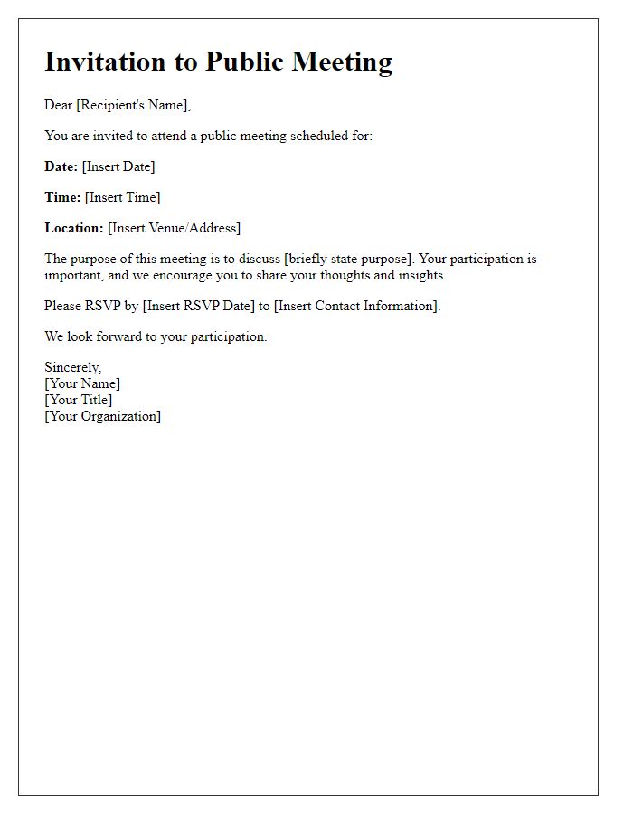 Letter template of public meeting invitation