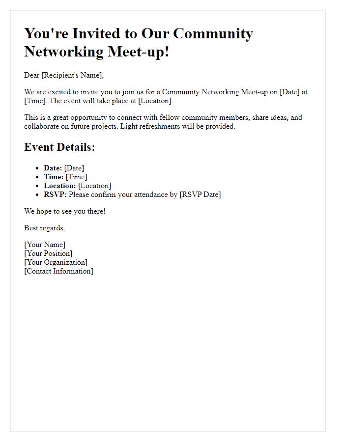 Letter template of Community Networking Meet-up