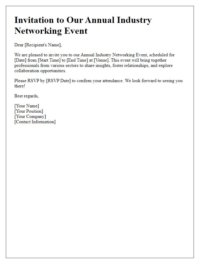 Letter template of Industry Networking Event