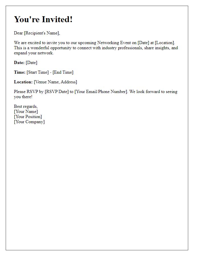 Letter template of Networking Event Invitation