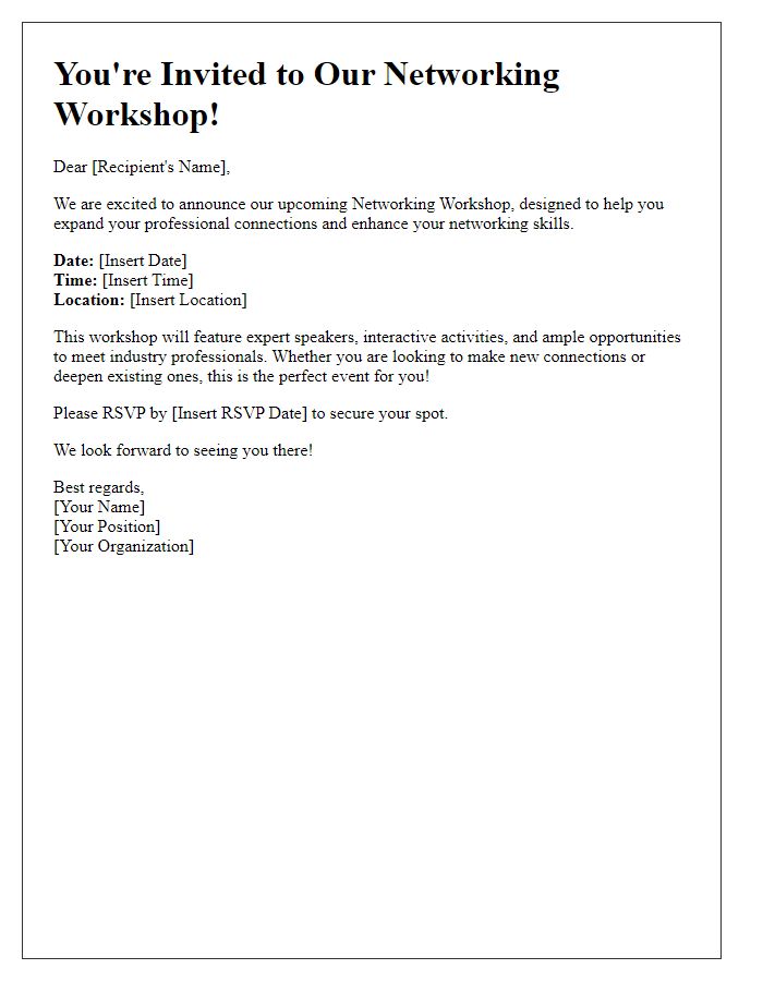 Letter template of Networking Workshop Announcement