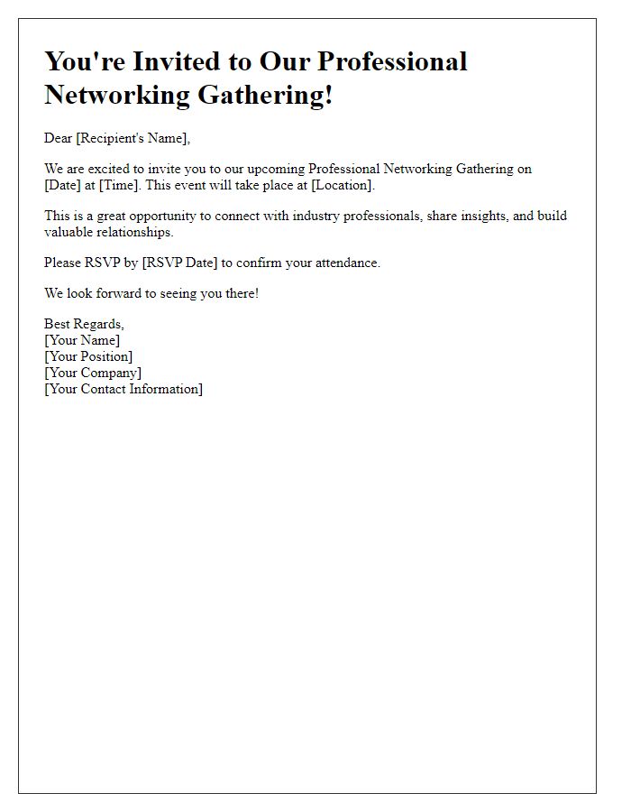 Letter template of Professional Networking Gathering