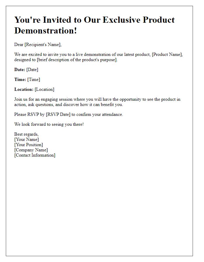 Letter template of Product Demonstration Invitation