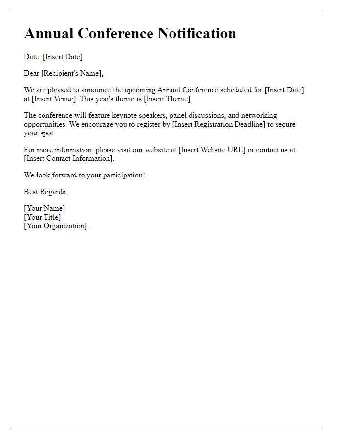 Letter template of annual conference notification