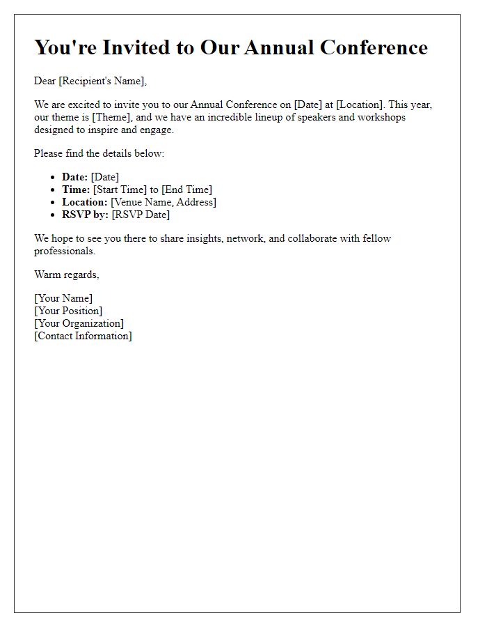 Letter template of yearly conference invitation