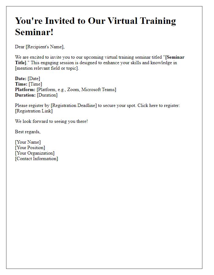 Letter template of virtual training seminar invitation