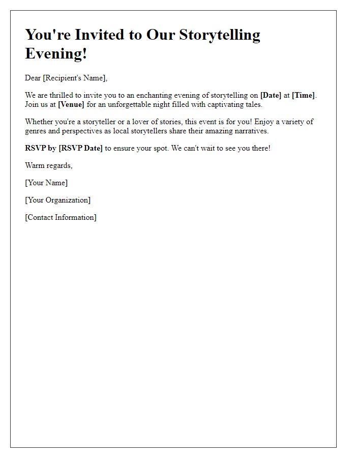 Letter template of storytelling event invitation