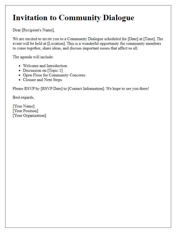 Letter template of community dialogue invitation