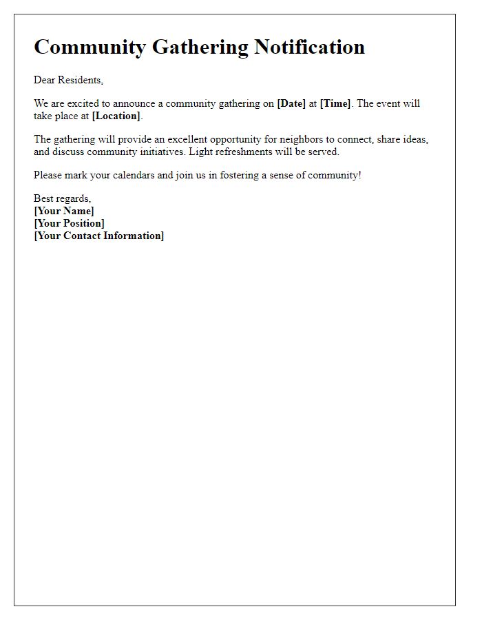 Letter template of community gathering notification