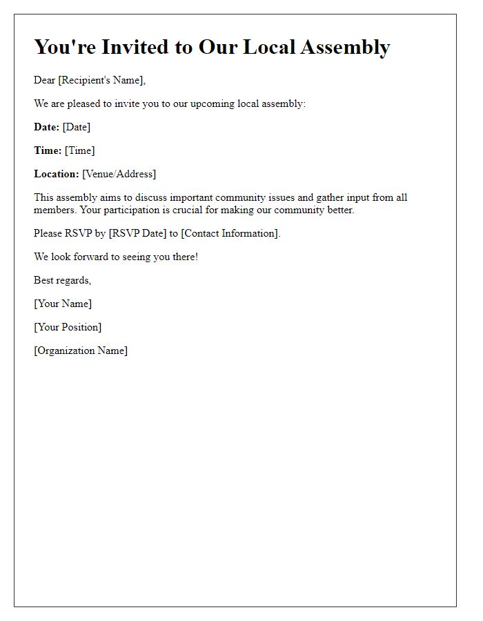 Letter template of local assembly invitation