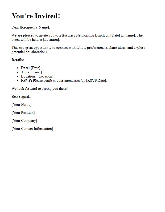 Letter template of Invitation for Business Networking Lunch