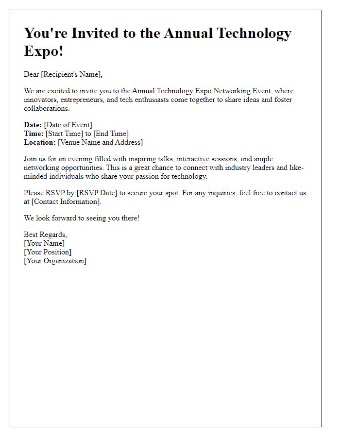 Letter template of technology expo networking event invitation