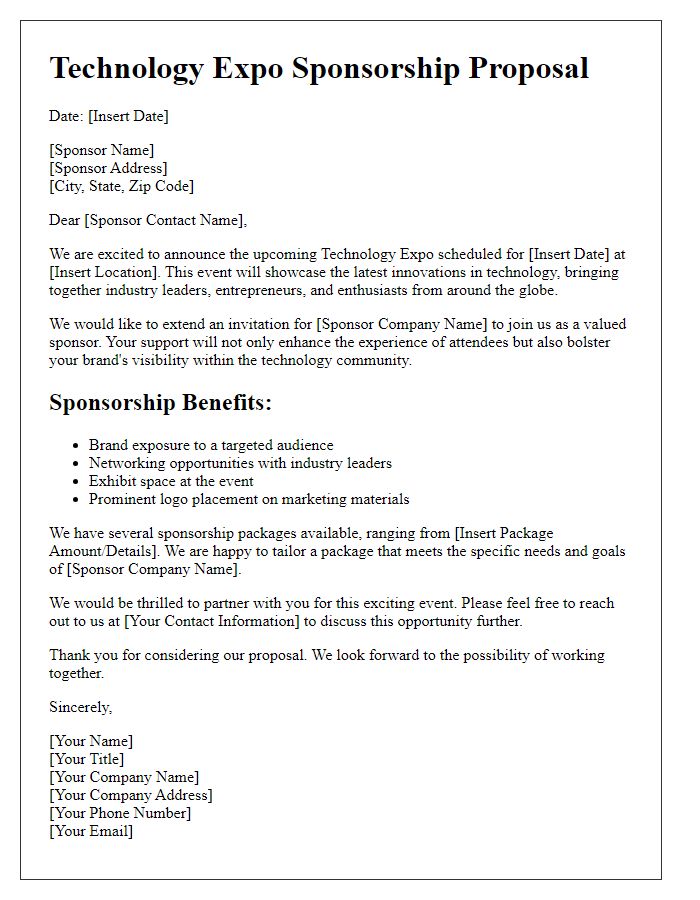 Letter template of technology expo sponsorship proposal