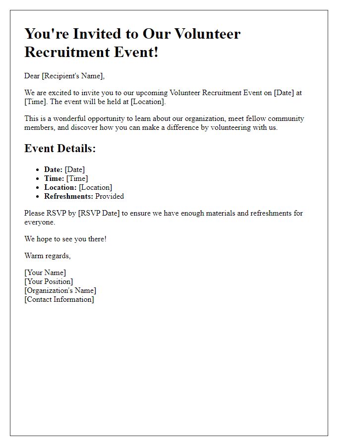 Letter template of Volunteer Recruitment Event Invitation