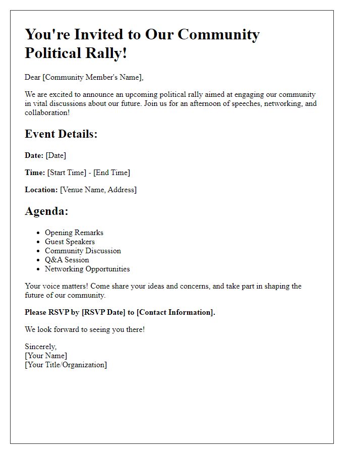 Letter template of political rally notice for community engagement