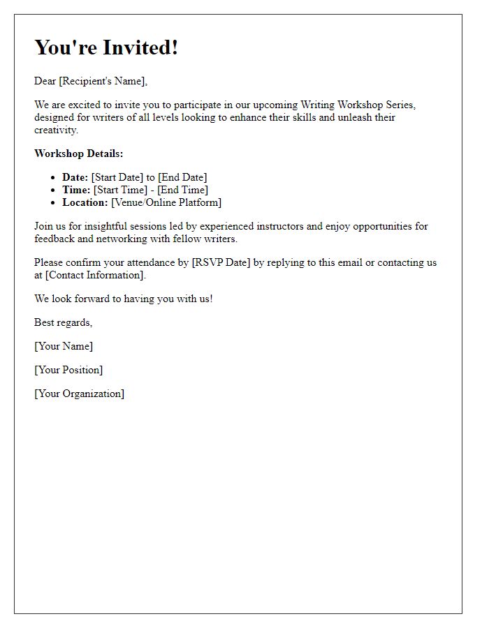 Letter template of invitation to join our writing workshop series