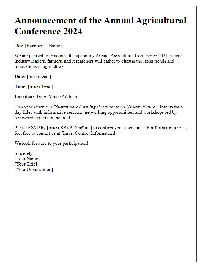 Letter template of Agricultural Conference Announcement