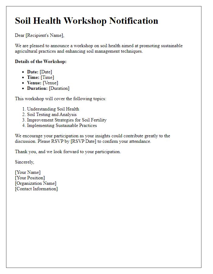 Letter template of Soil Health Workshop Notification